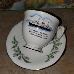 Souvenir Teacup Saucer Car Ferry Bluenose Yarmouth Nova Scotia Bar Harbour